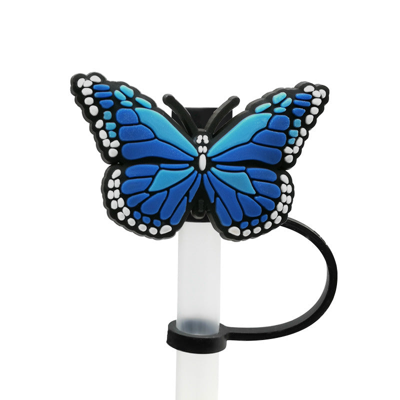 Wholesale 10pcs Butterfly Straw Cap Silicone Dust Plug